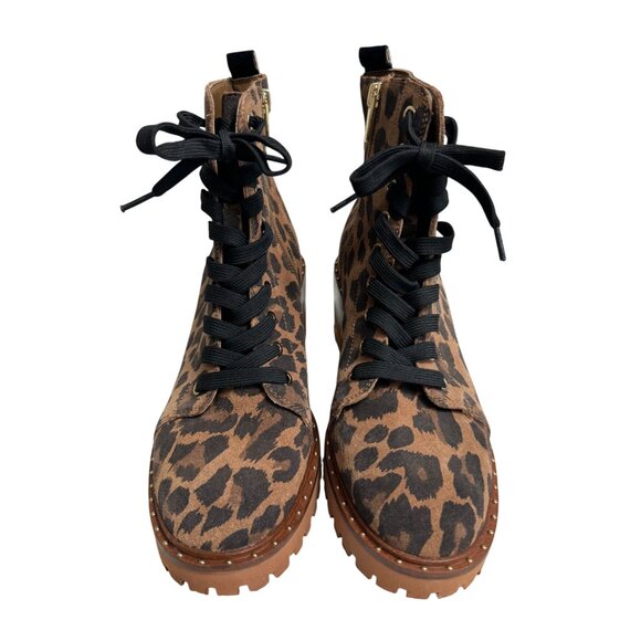 NWOT Vince Camuto Debsen Lug Sole Leopard Print Lace-Up Boots Size 7 1/2 - Picture 6 of 8